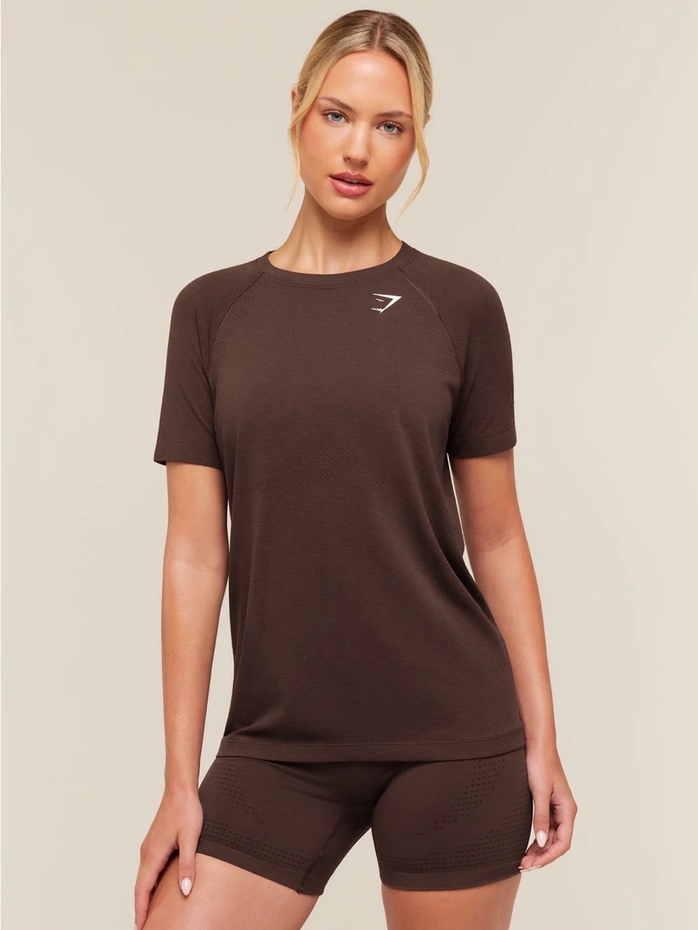 Rich Espresso/ Brown Marl Gymshark Vital 2.0 Light T-Shirt- Large